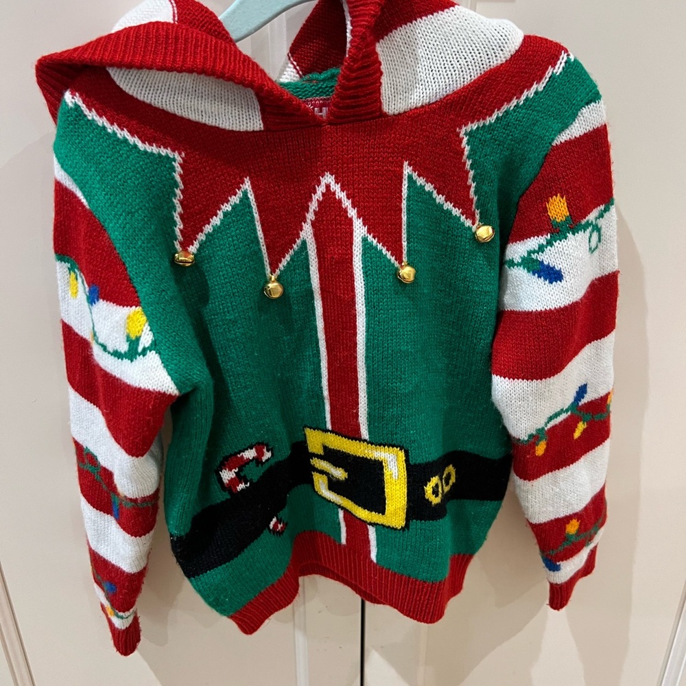 ChristmasRed and Green elf Kids Sweater  3t